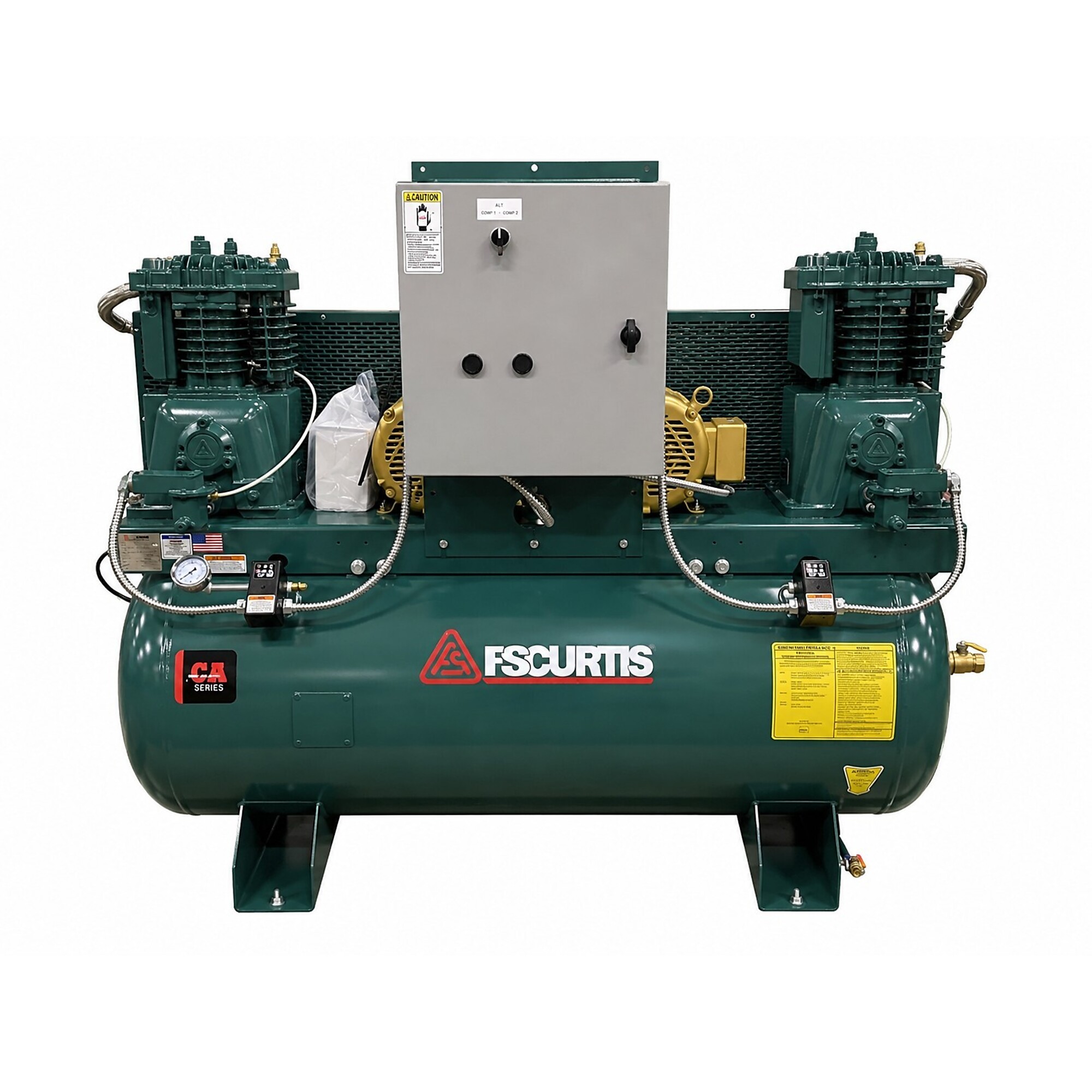FS-Curtis CA7 Duplex UltraPack 3-Phase 460V, 7.5(x2) HP, 2 Stage Electric Air Compressor, 120 Gallon, 175PSI, 23.2CFM